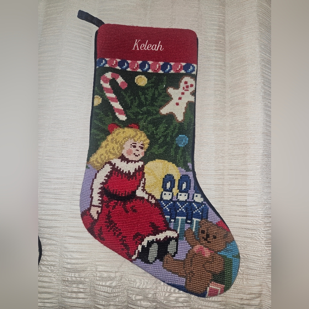Personalized Christmas Stocking with Doll and Teddy Bear